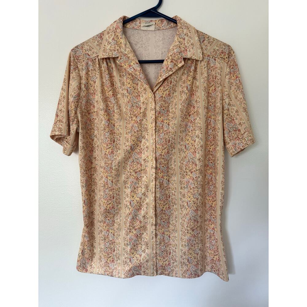 Vintage Inspired Retro Floral Button Up Blouse 70s Boho - Picture 2 of 6